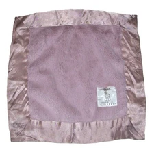 Little Giraffe Dusty Pink Luxe Satin Trim Travel Baby Blanket Lovey 14.5"