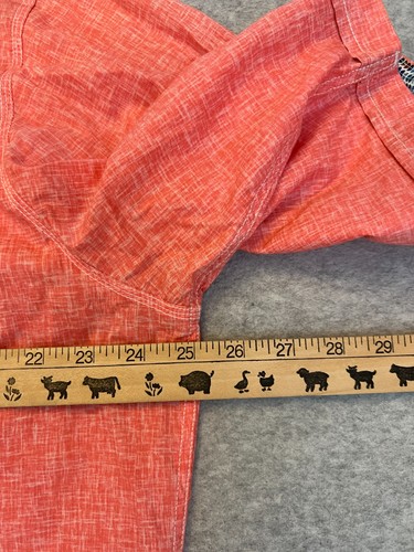 Bugatchi Shirt Men's 2XL Salmon Pink Short Sleeve Casual Fit Button Up Pocket - Picture 7 of 14