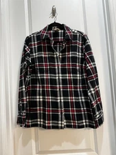 Duluth Trading Co Black/Red Plaid Button Down Shirt Large Long Sleeve Length 28”
