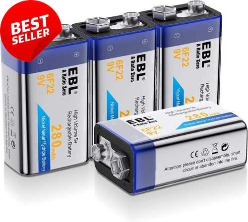 9V Rechargeable Batteries Nimh 280Mah 9V Battery for Smoke Alarm Detector, 4-Pac - Picture 8 of 12