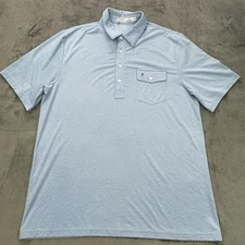 Criquet Polo Shirt Mens XL Light Blue Stretch Pima Cotton Pocket Short Sleeve