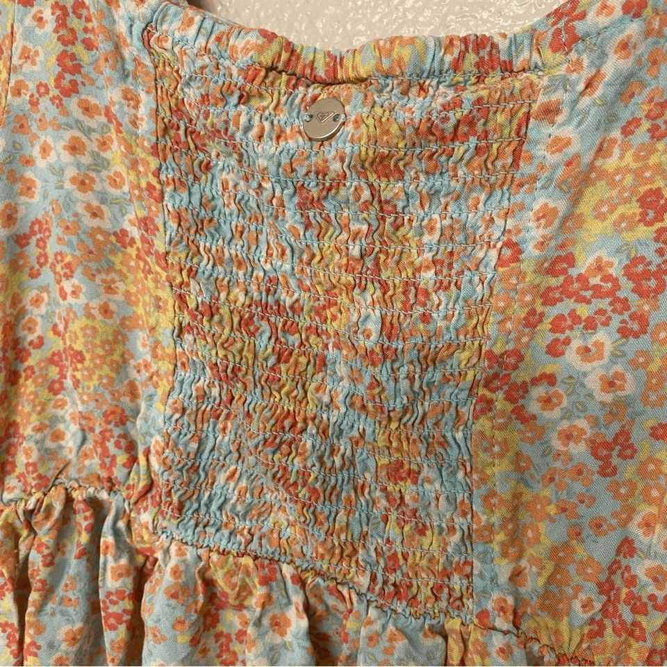 Vestido Roxy Niñas Calado Micro Estampado Floral Manga Corta 100% Rayón Viscosa 7/8 Foto 3 de 4