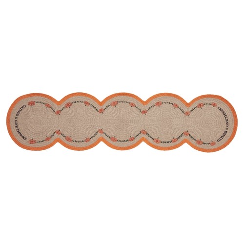 Harvest Blessings Natural Stencil Pumpkin Table Runner 12x48 Braided Cotton - Picture 6 of 11