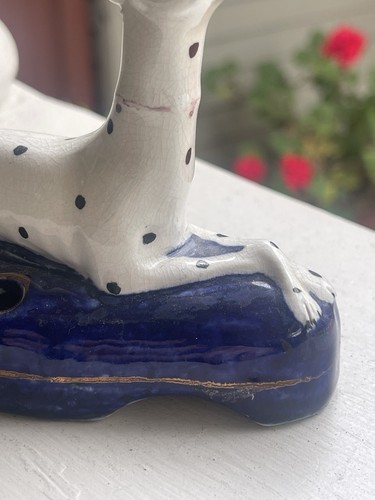 Antique Staffordshire ? Stamped England Dalmatian Figurine Legs crossDog Collar - Picture 6 of 11