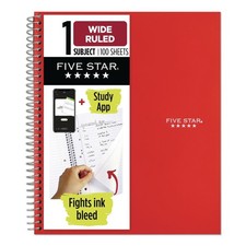 Five Star 5200 100 Sheets 10.5" x 8" 1-Sub Wirebound Notebook w/Pockets - RD New