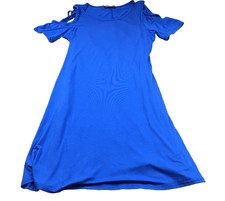 Thanth Womens Dress Sz L Blue Sz L Stretch Scoop Neck Short Cut Out Sleeve NWT