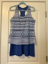 Denise Cronwall Racer Back Collage Layer Pickleball Tennis Dress Size L.