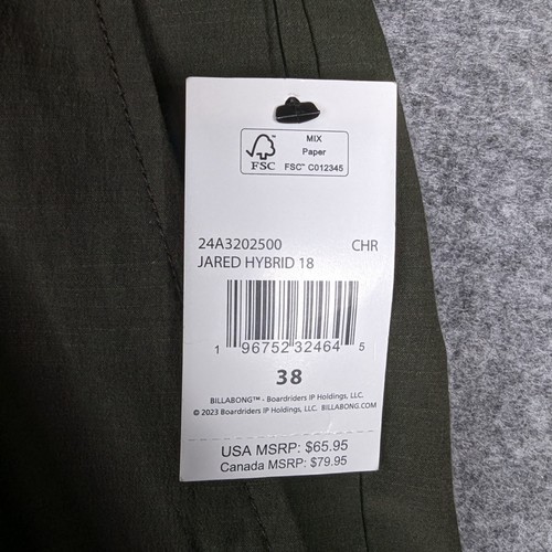 Billabong Recycler Jared Hybrid Submersible Shorts Men’s 38 Green - NWT - Picture 4 of 7