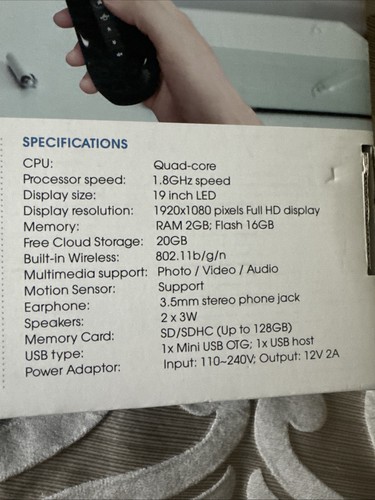 Sungale 19” Smart Cloud Frame with Editable Cloud Albums CPF1907 Gift Idea - Picture 5 of 5