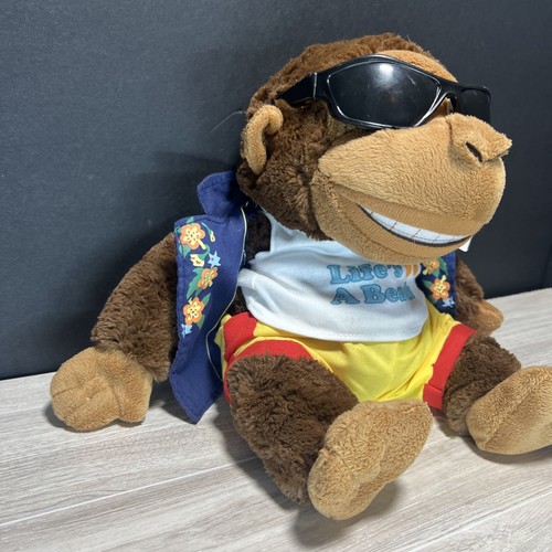 The Petting Zoo Monkey Plush “Life’s A Beach” Sunglasses Hawaiian Shirt 12” NWT - Picture 3 of 10
