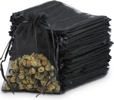 Kslong 100PCS Small Mesh Bags Drawstring 3X4,Sheer Organza Bags Drawstring for J