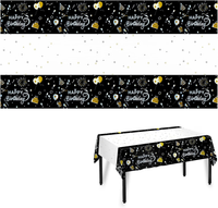 Geburtstag Tischdecke, 2 StüCk Schwarz Und Gold Party Tischdecke Einweg Tischdec