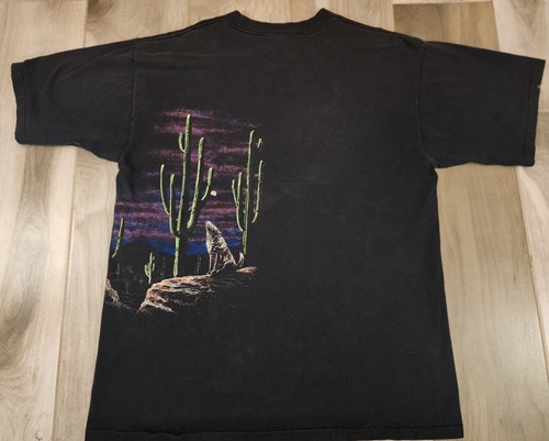 Vintage Wolf Southwestern Wrap Around Graphic Single Stitch T Shirt 90s Mens XL - Picture 8 of 12