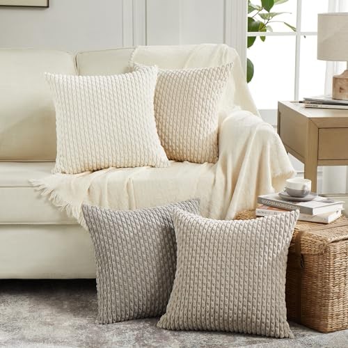 2 paquetes de fundas de almohada decorativas Boho crema de 18x18 pulgadas para sofá cama - Imagen 7 de 7