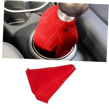 Car Shift Boot Cover, Suede Leather Shift Knob Boot Dust Cover, Red Red