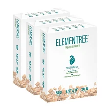 Elementree Sustainable Multipurpose Paper, 20 lb., 8.5" x 11", White 1500 Sheets