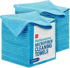 16“ x 16” Multi-Purpose Microfiber Towels - 50 Pack - Reusable (Blue)