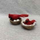 Christmas Cardinal In Snowy Nest with Eggs Tree Ornament Branch Sitter Vintage