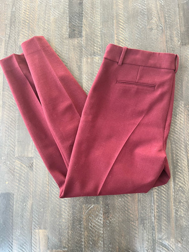J Crew Womens Burgundy Minnie Wool Blend Ankle Length Pant Size 10 Skinny