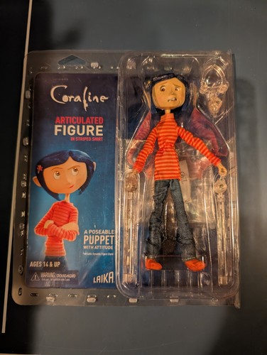 NECA Laika Coraline 7" Articulated Poseable Puppet Figure In Striped Shirt/Jeans
