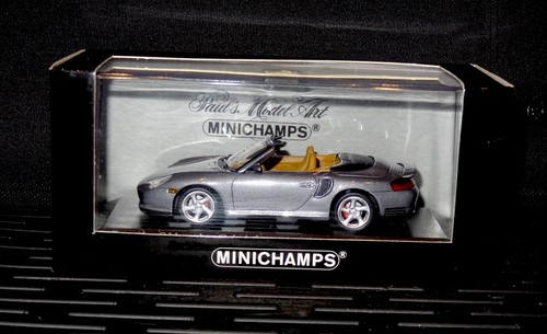 Minichamps 1/43 Porsche 911 Turbo Cabriolet 2003 grau Diecast Scale Modellauto - Bild 1 von 5