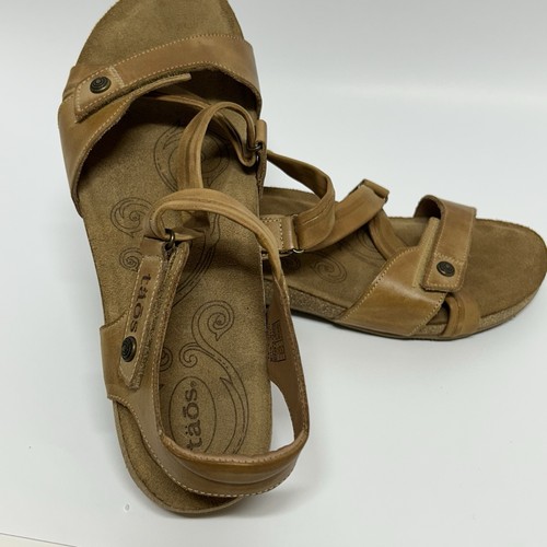 Taos Wedge Sandals Women's 10-10.5/41 Tan Leathe Gladiator Strappy ComfortCasual - Picture 5 of 11