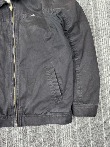 Quicksilver Jacket Mens Large Black Full Zip Vintage Y2K Bomber Sherpa Lined - Picture 4 of 13