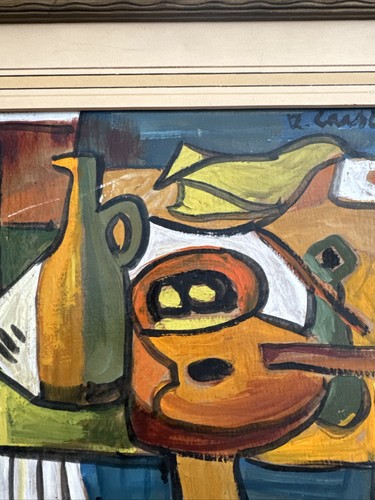 Mid Century Cubist Painting Cubism Abstract Still Life Mystery Artist 1950’s - Picture 7 of 18