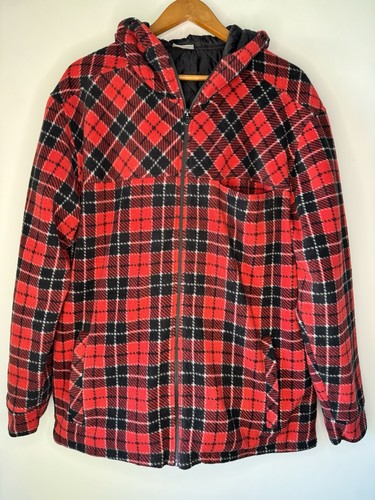 OUTRAK Mens Black Red White Check Quilted Lining Jacket Pockets Sz L - Picture 2 of 12