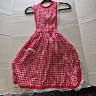 Red and White Checked Full Chef's Apron. 1 pocket in Front