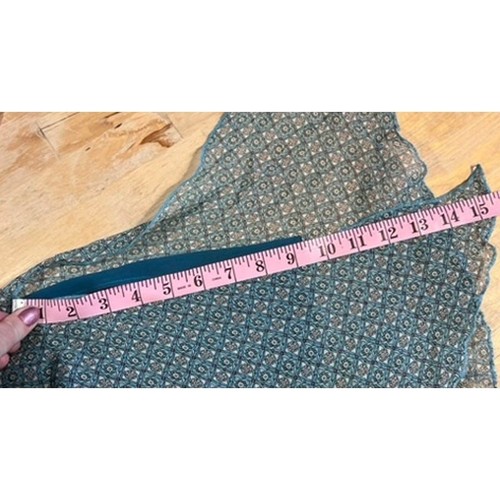 Vtg Y2K Lapis Anthropologie Silk Cocktail Dress Sz M Tile Print Turquoise Slinky - Picture 13 of 13