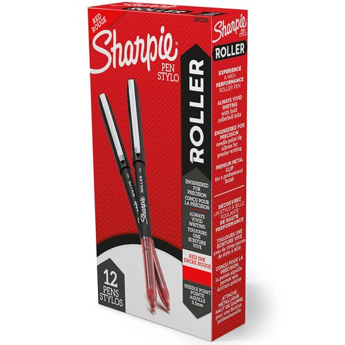 Sharpie Rollerball Pen, Needle Point (0.5mm) Precision Pen, Red Ink, 12 Count - Picture 1 of 9