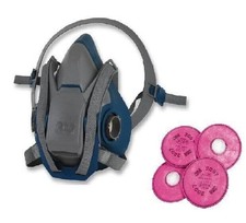 3M 6503QL W/ 4 Each 2097 Filter, Half Facepiece Reusable Respirator LARGE