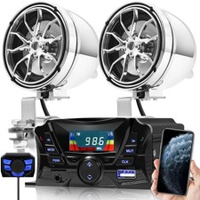 GoHawk TS3 Motorcycle Weatherproof Bluetooth Speakers 7/8-1.25 in. Handlebar ...