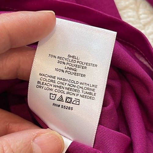 Nuevo con etiquetas Mini Vestido Express Para Mujer L Magenta Manga Larga Drapeado Cuello Simulado Volantes - Imagen 10 de 13