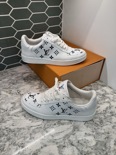 Size 7LV (8 US) - Louis Vuitton Rivoli Monogram Low Leather Sneakers White