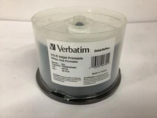 Verbatim 52x Spindle CD-R Printable Recordable Disc 50/Pack White 94755