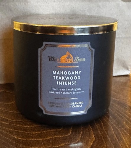 Bath & Body Works 3 DOCHT KERZE MAHAGONI TEAKHOLZ INTENSIV - Bild 1 von 3