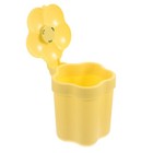 Yellow Plastic Desktop Trash Bin Flower Design Small Garbage Can For Bedroom