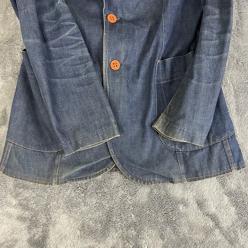 Vintage 1970's Male Denim Tuxedo Western Blazer Jacket Butterfly Collar Dark - Picture 3 of 16