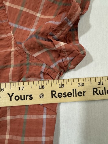 Columbia Short Sleeve Shirt Orange Rust Striped Womens M Gingham - Picture 8 of 10