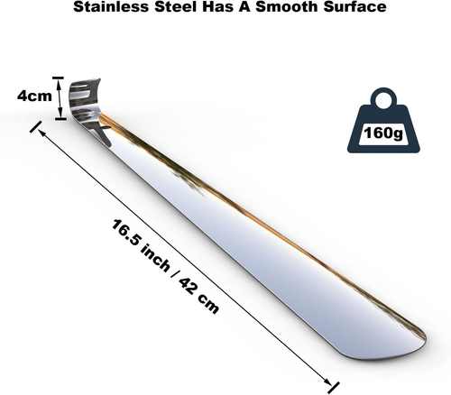 Schuhlöffel langer Griff 16,5 Zoll Metall für Senioren Herren Damen Reise Edelstahl - Bild 2 von 12