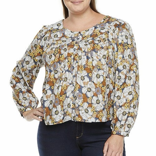 A.N.A Boho Floral Cotton Prairie Top Medium Earthy Peasant Cottage - Picture 3 of 7
