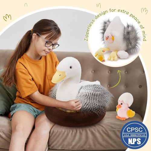 8Pcs Duck Stuffed Animals, Stuffed Mother Duck Plush Toy with 3 Baby Ducks & ... - Picture 5 of 7