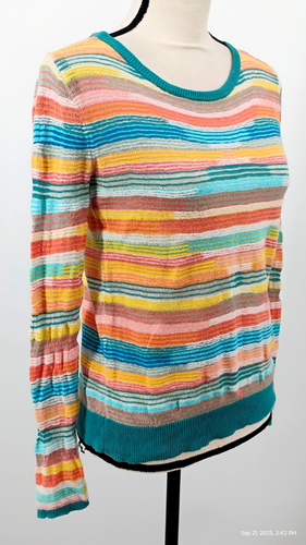 Sparrow Anthropologie mehrfarbig gestreifter weicher Pullover im Fernsehen getragen Größe Large - Bild 9 von 24