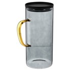 1Pc Large Capacity Glass Water Pot Glass Bottle Juice Jug (Black)