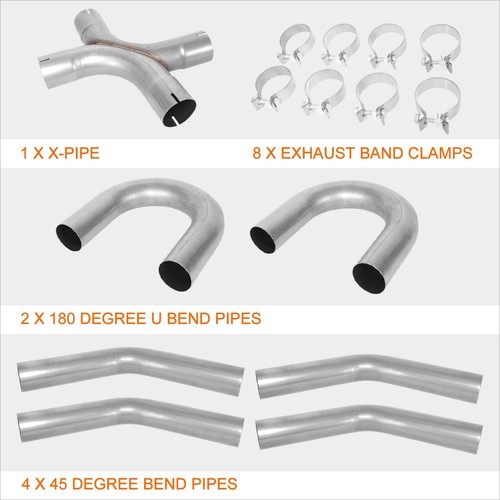 3"OD Stainless Steel 4X 45 Degree & 2X U-Bend 7Pcs Custom Exhaust Piping Kit - Picture 4 of 6