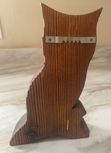 Vintage Retro 1970s Carved Burnt Wood Owl Wall Hanging 7.75” - Picture 3 of 9