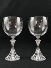 Set of 2 Mikasa The Ritz Water Goblets 7 Inch Clear Glass Elegant Wine Cup