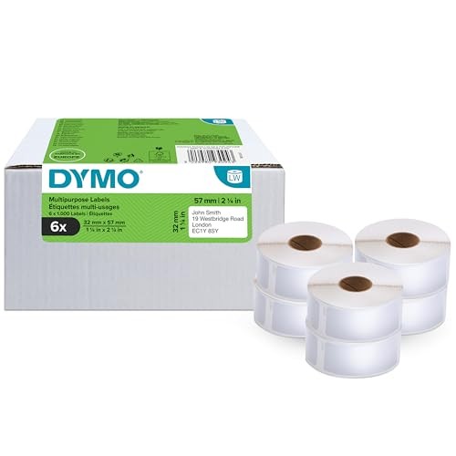 Dymo Labelwriter Multipurpose Label 32X57mm 1000 Labels Per Roll White Pack 6 - Picture 2 of 3